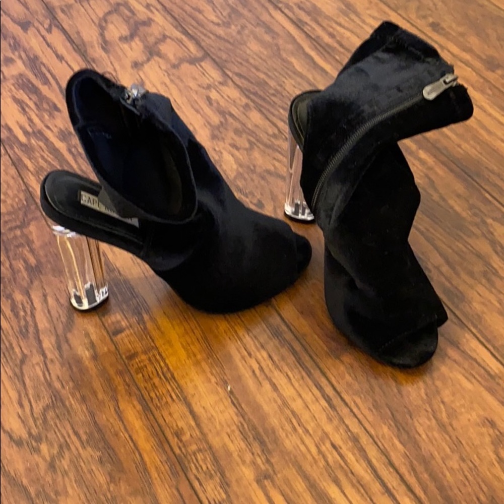 Cape robbin black suede clear heels